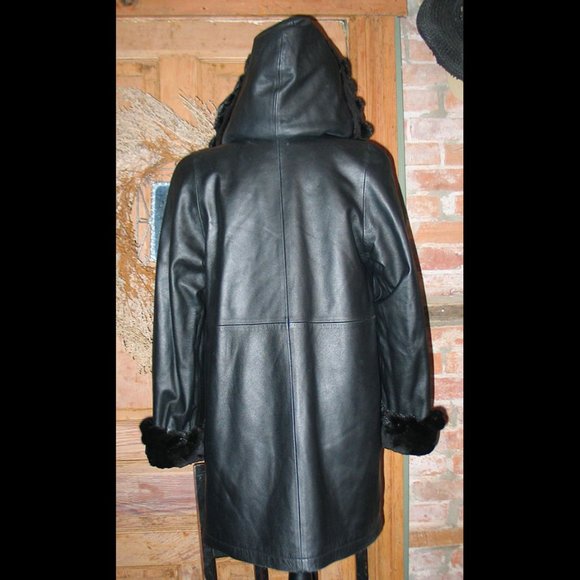 Magder Fur Lined and trimmed hooded leather coat L0012 - Picture 2 of 2